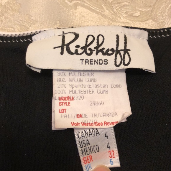 JOSEPH RIBKOFF B/W SIZE 4 TOP LONG SHEER SLEEVE ASYMMETRICAL NECKLINE - #027 - Picture 7 of 11